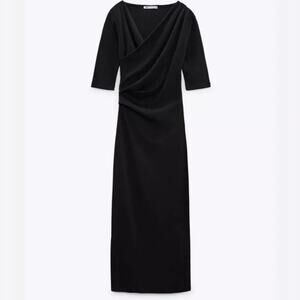 Zara | Dresses | Zara Nwt Womens Black Short Sleeve Faux Wrap Dress With Stretch Size Medium | Poshmark Zara | Dresses | Zara Nwt Womens Black Short Sleeve Faux Wrap Dress With Stretch Size Medium | Poshmark